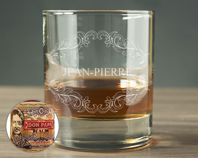 Bouteille de rhum Don Papa - Avec un verre personnalisé