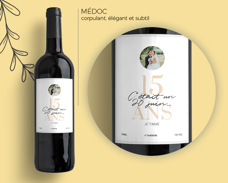 Bouteille de vin personnalisée anniversaire de mariage - Noces de Cristal