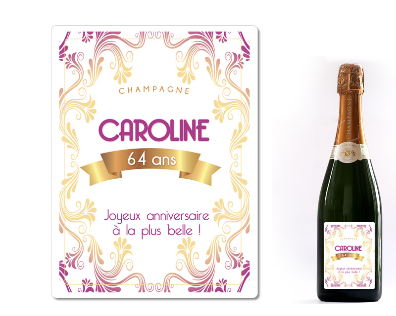 Bouteille de champagne personnalisée anniversaire - Rose