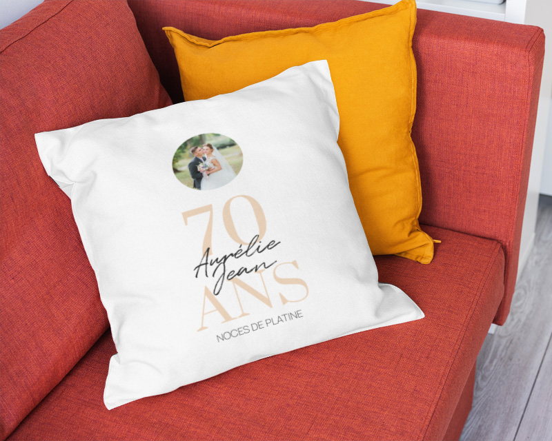 Coussin personnalisé anniversaire de mariage - Noces de Platine