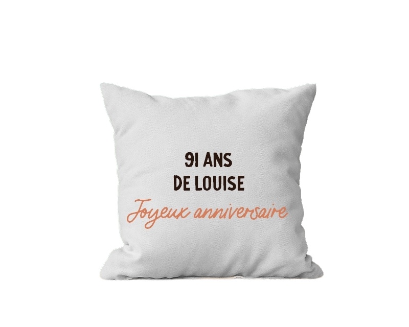 Coussin message personnalisable femme 91 ans