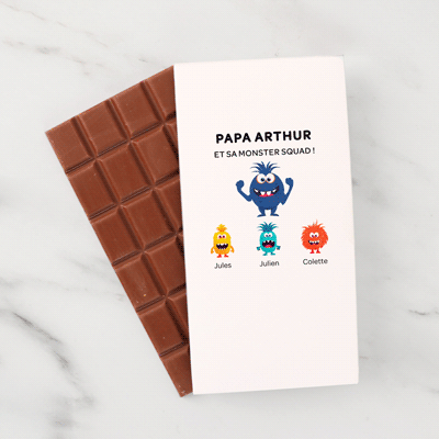 Tablette de chocolat personnalisée - Famille Monstres
