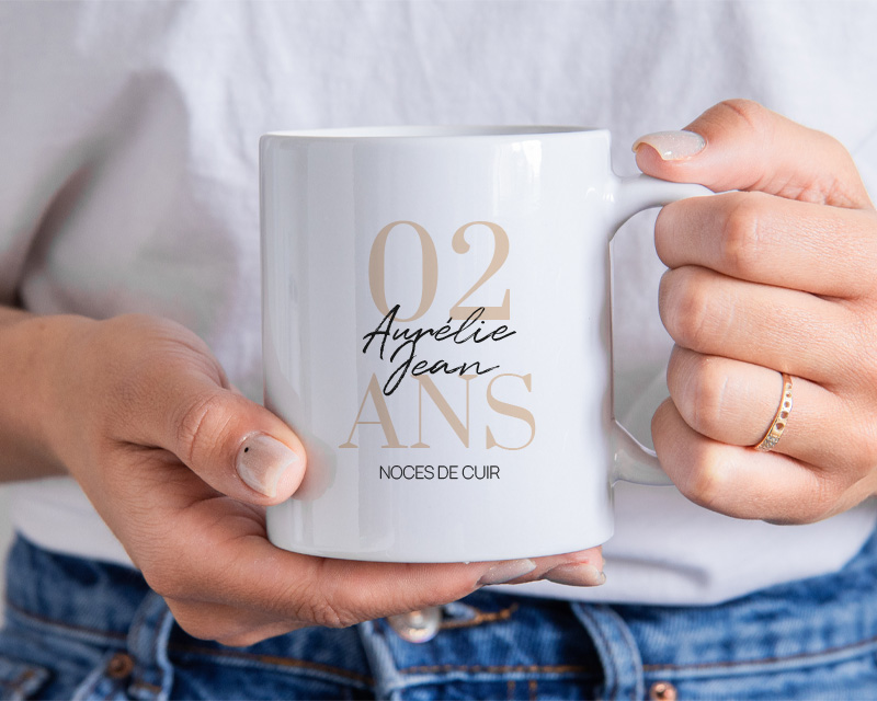 Mug personnalisé anniversaire de mariage - Noces de Cuir