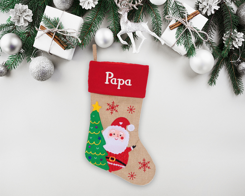 Chaussette de Noël brodée personnalisable - Prénom