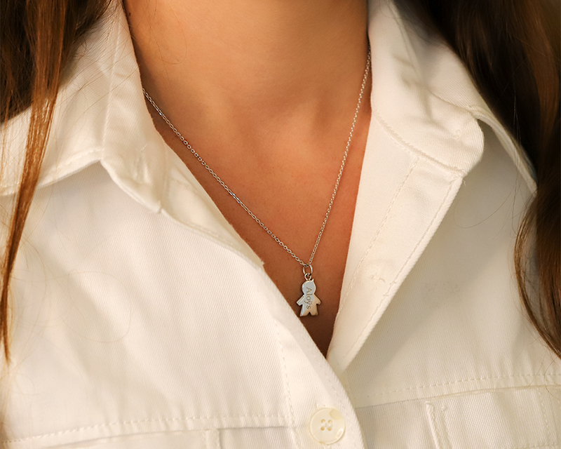 Collier personnalisé avec pendentif petite fille ou petit garçon - Argent