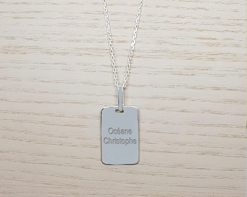 Collier plaque Homme en Argent véritable