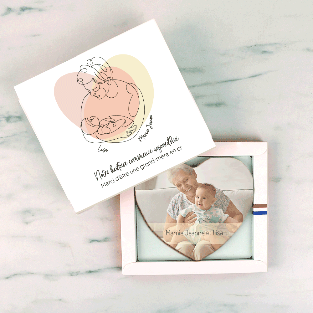 Maxi coeur chocolat personnalisé - Première Fête des Grands-mères