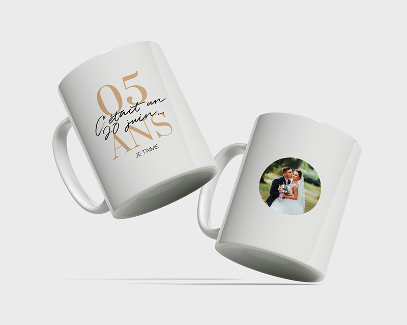 Mug personnalisé anniversaire de mariage - Noces de Bois