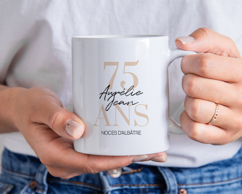 Mug personnalisé anniversaire de mariage - Noces d'Albâtre