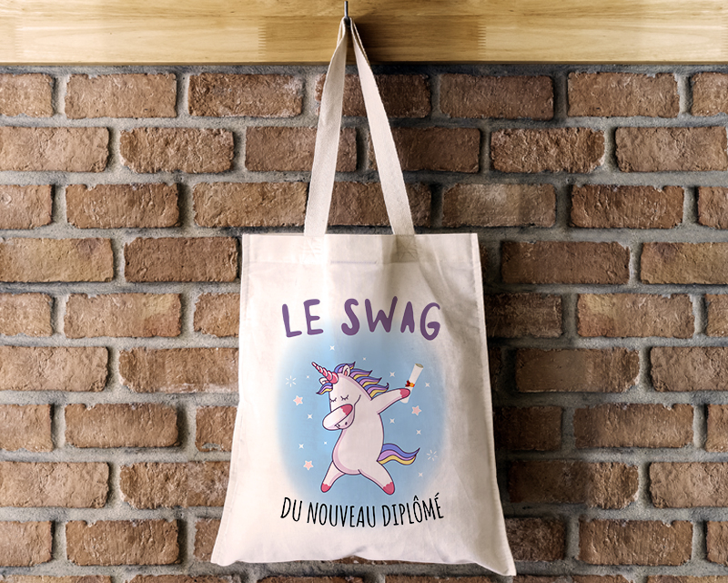 Tote bag Personnalisable - Licorne diplômée -100% coton naturel