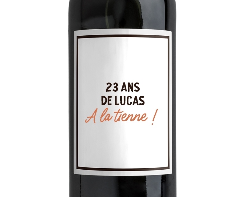 Bouteille de vin personnalisable homme 23 ans