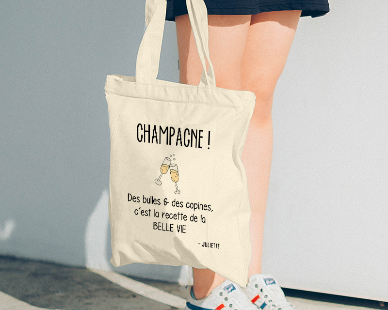 Tote bag Personnalisable - Champagne party - 100% coton naturel