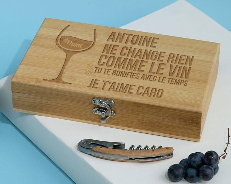 Coffret sommelier personnalisé anniversaire - 5 accessoires - Citation