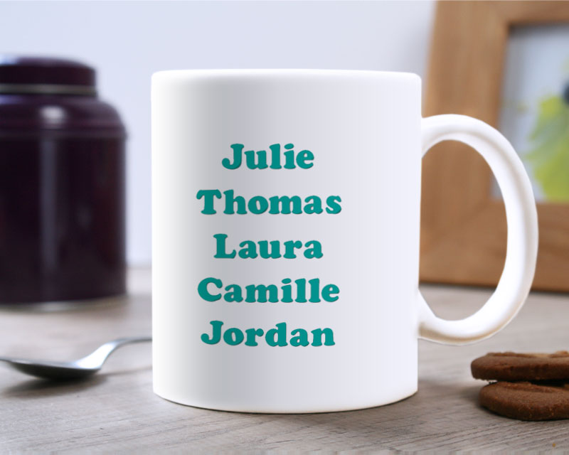 Mug personnalisé prénoms - Coeur Famille