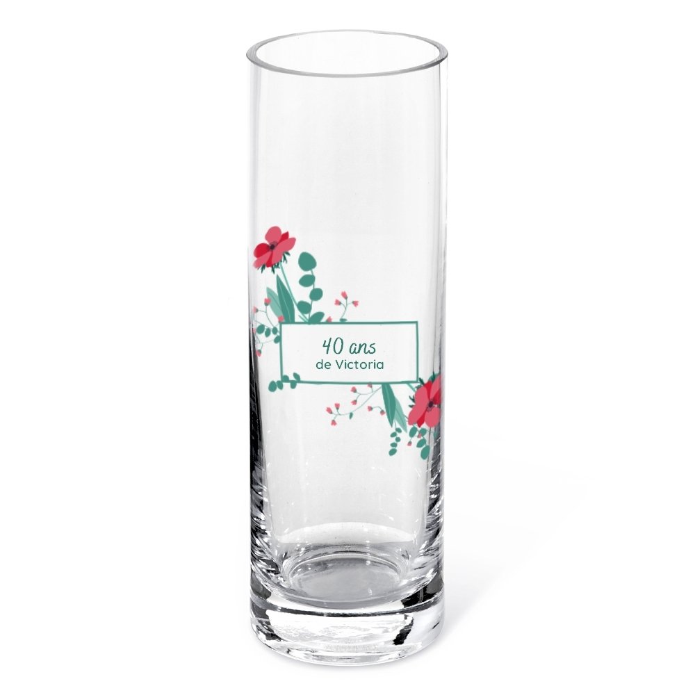 Vase cylindrique avec message personnalisable femme 40 ans