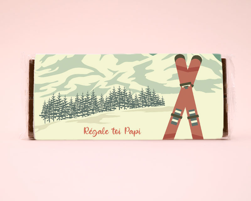 Tablette de chocolat Retro ski