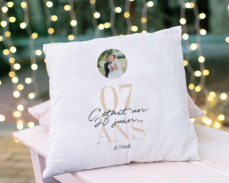 Coussin personnalisé anniversaire de mariage - Noces de Laine