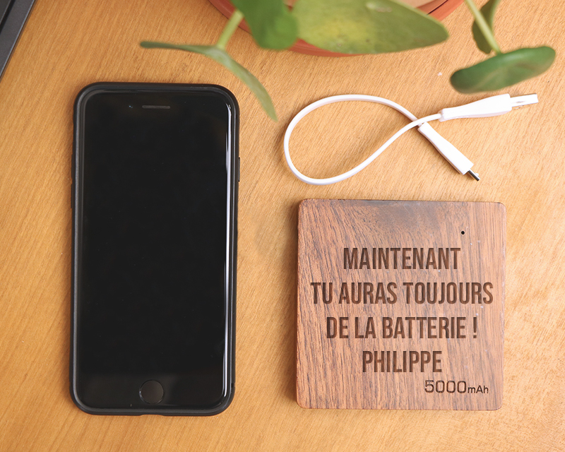 Batterie Externe en bois personnalisable 5000 mAh