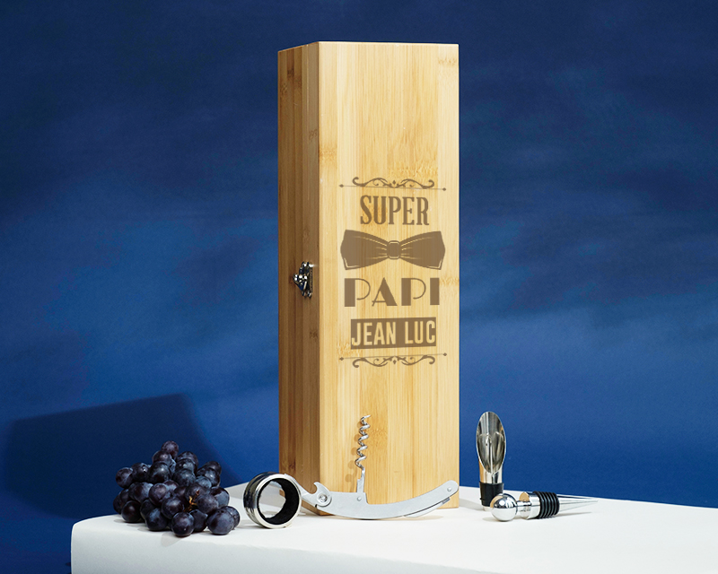 Coffret sommelier personnalisé - 4 accessoires - Meilleur Grand-Père