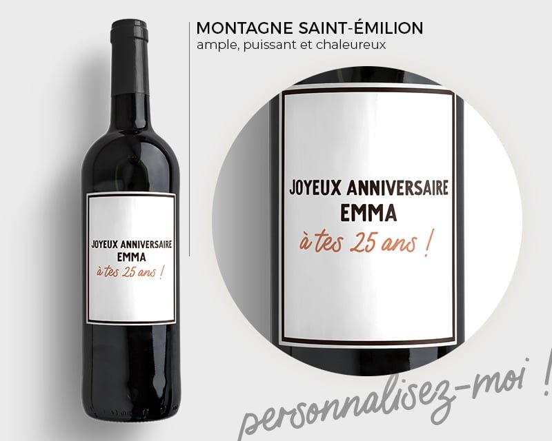 Bouteille de vin personnalisable homme 65 ans