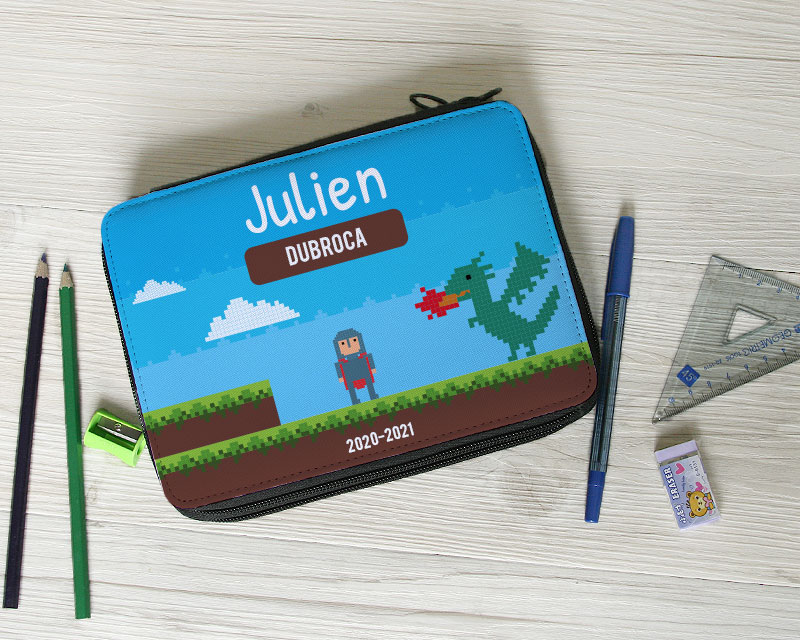 Trousse d'école avec fournitures - Collection Jeux Vidéo Retro - Version Garçon