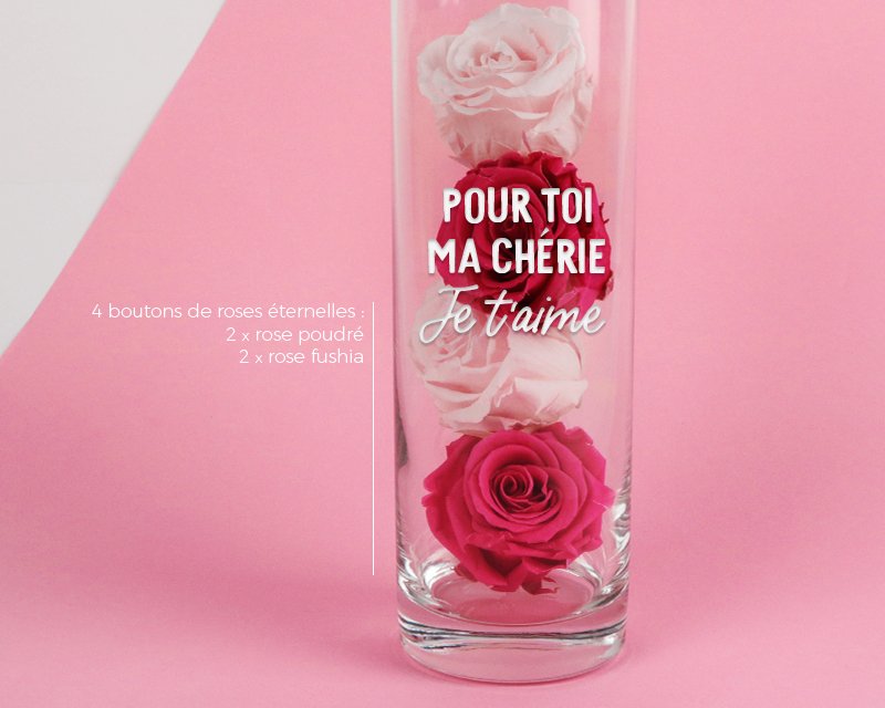 Vase cylindre avec message femme 99 ans