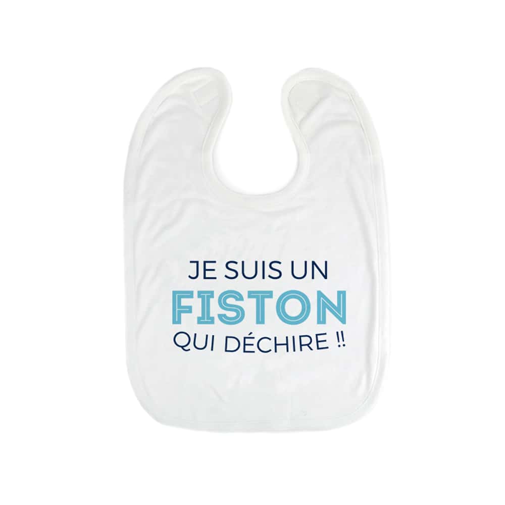 Bavoir bébé personnalisable - Collection 'Je déchire' - Modèle Bleu