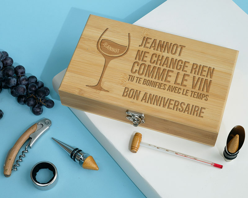 Coffret sommelier personnalisé anniversaire - 5 accessoires - Citation