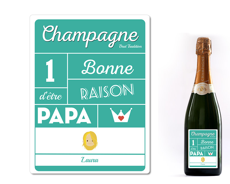 Bouteille de champagne personnalisée papa - Family Circus