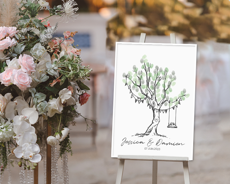 Affiche personnalisée - Arbre à empreintes mariage