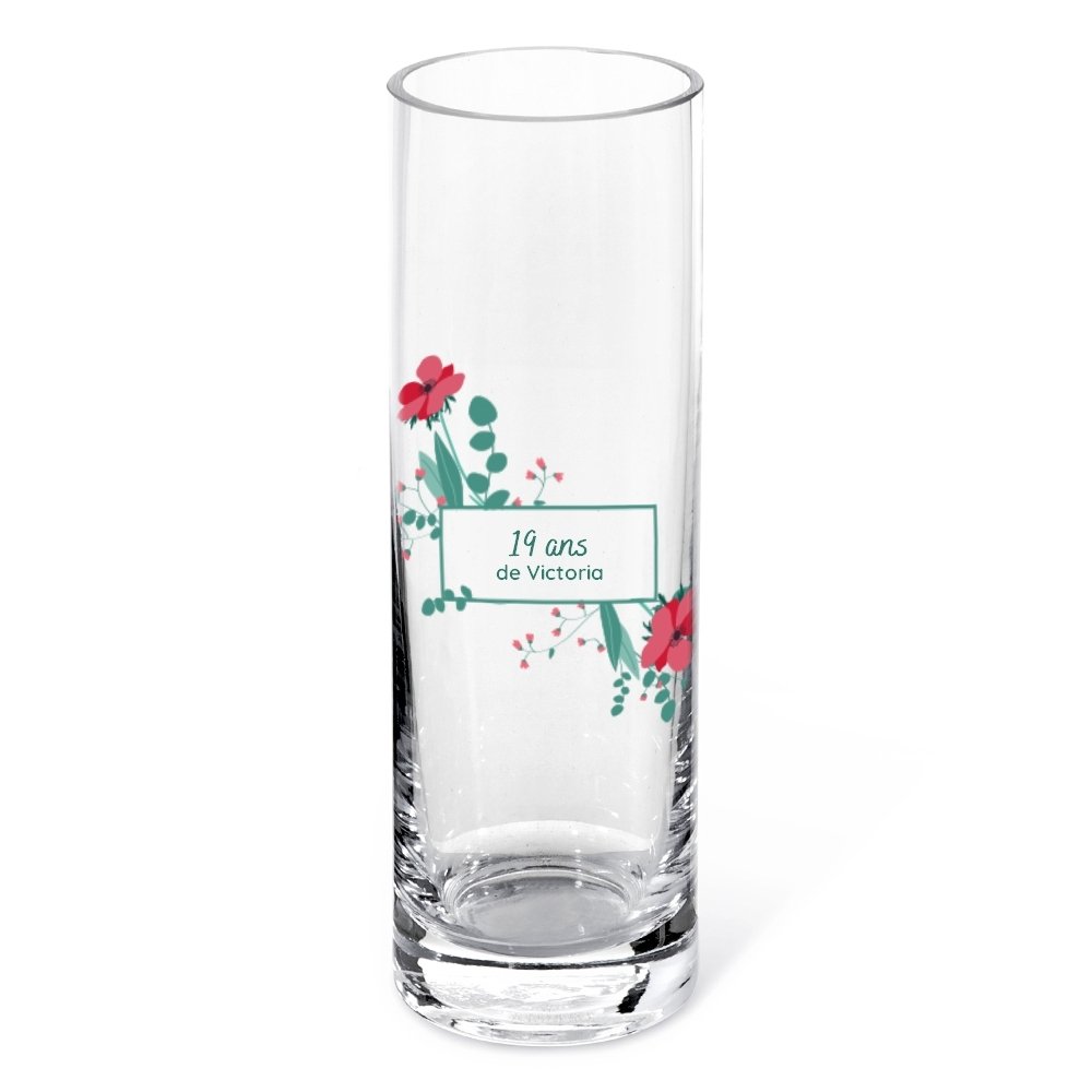 Vase cylindrique avec message personnalisable femme 19 ans