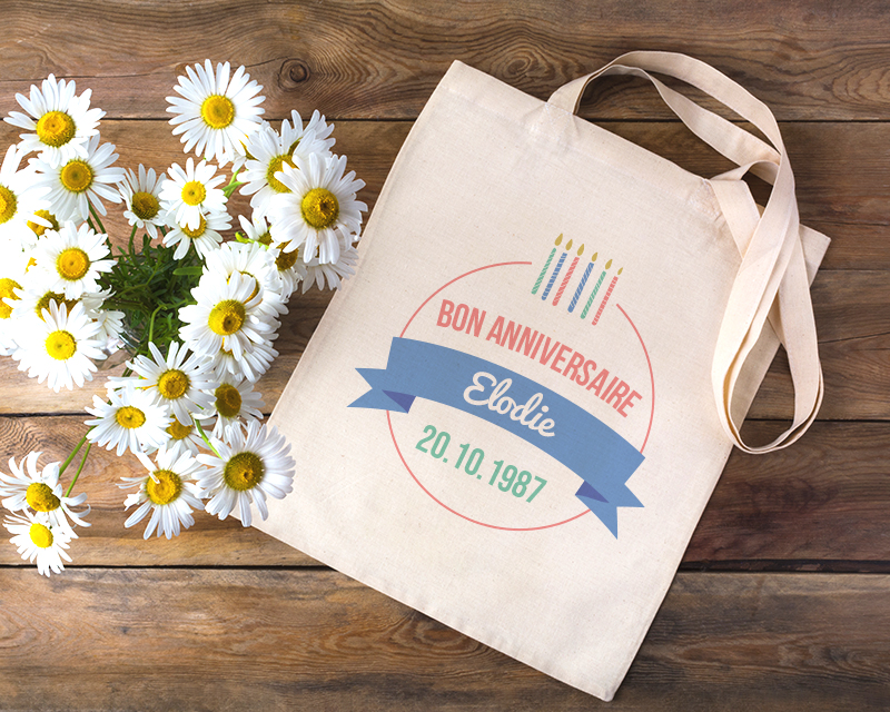 Tote bag personnalisé - Collection bougies d'anniversaire