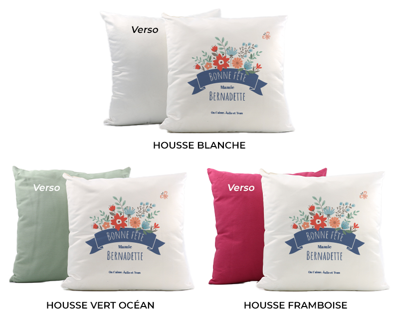 Coussin personnalisé - Mamie Fleurie