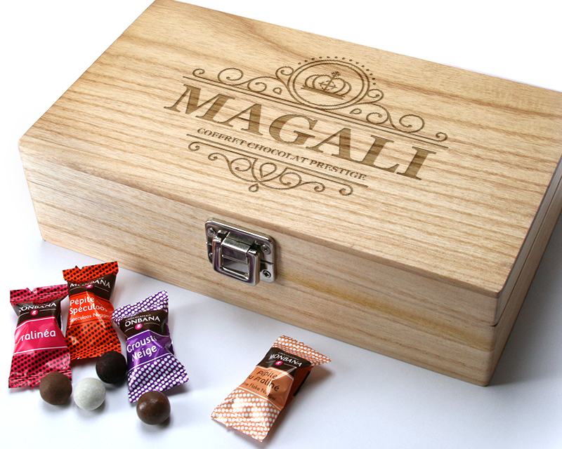 Coffret gravé Prestige de chocolats Monbana