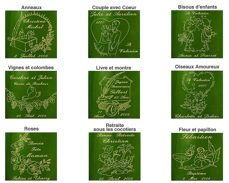 Bouteille de champagne personnalisée gravée - Avec flûtes à champagne