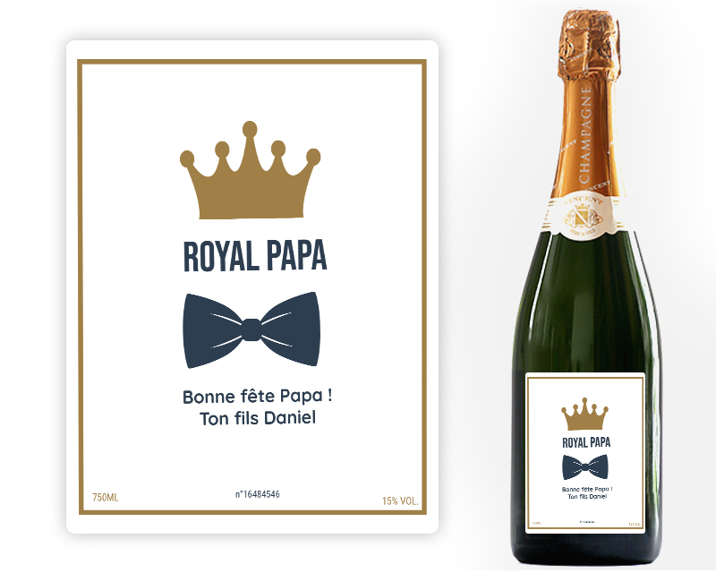 Bouteille de champagne personnalisée - Papa Royal