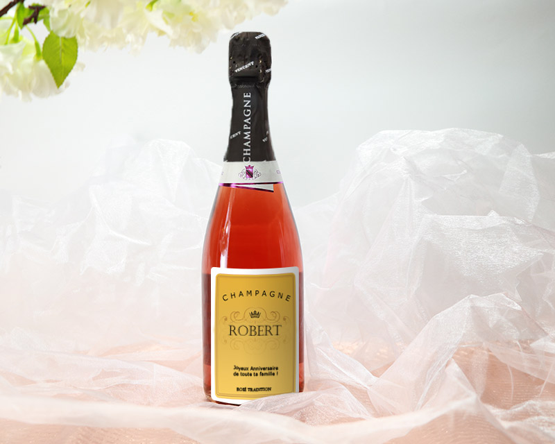 Bouteille de champagne rosé personnalisée - Prénom