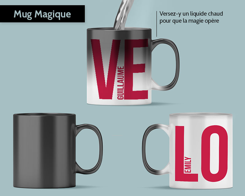 Mugs personnalisés couple - Avec ballon hélium cœur