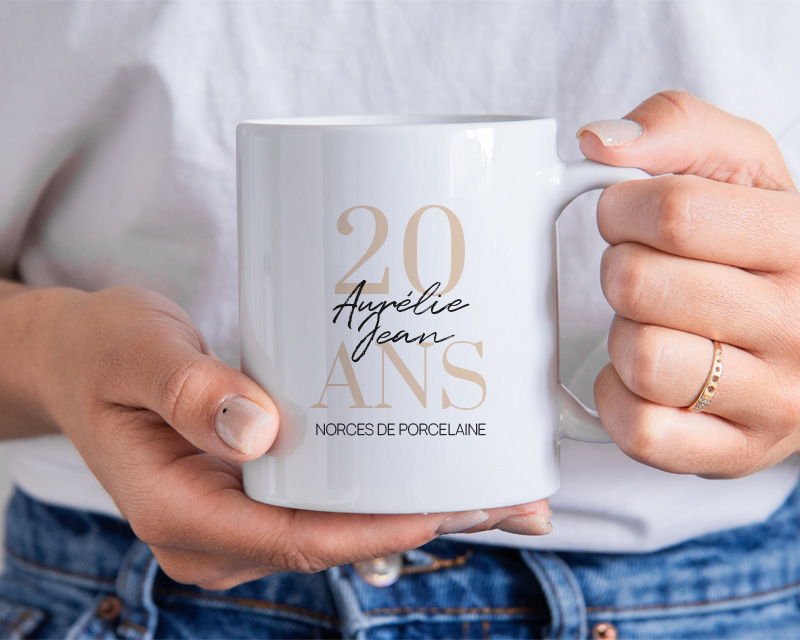 Mug personnalisé anniversaire de mariage - Noces de Porcelaine