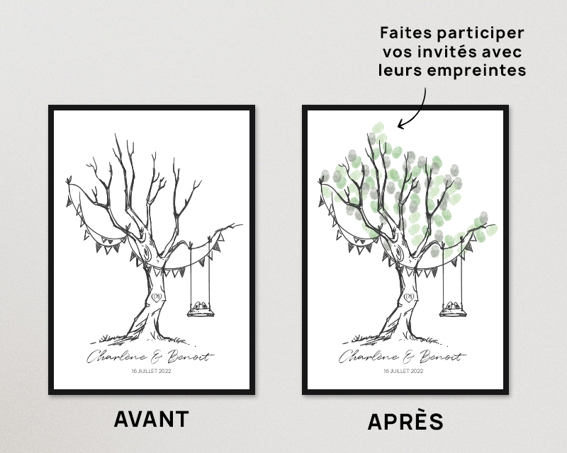 Affiche personnalisée - Arbre à empreintes mariage