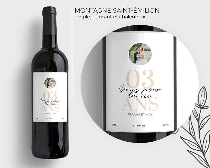 Bouteille de vin personnalisée anniversaire de mariage - Noces de Froment