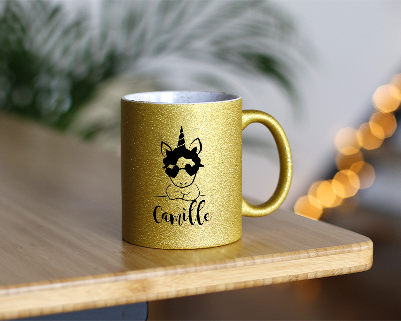 Mug personnalisé à paillettes - Licorne