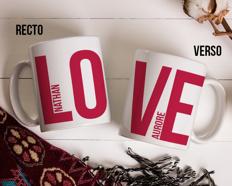 Mugs personnalisés couple - Avec ballon hélium cœur