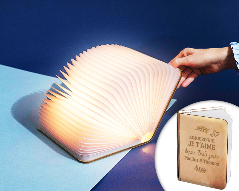 Lampe livre lumineux personnalisé couple - Aujourd'hui je t'aime depuis