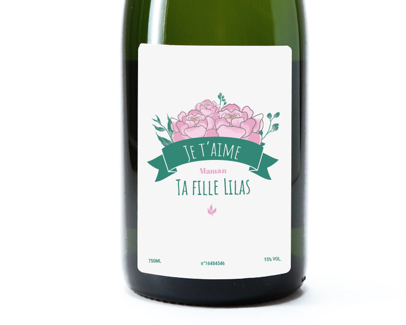 Bouteille de champagne personnalisée - Maman Fleurie