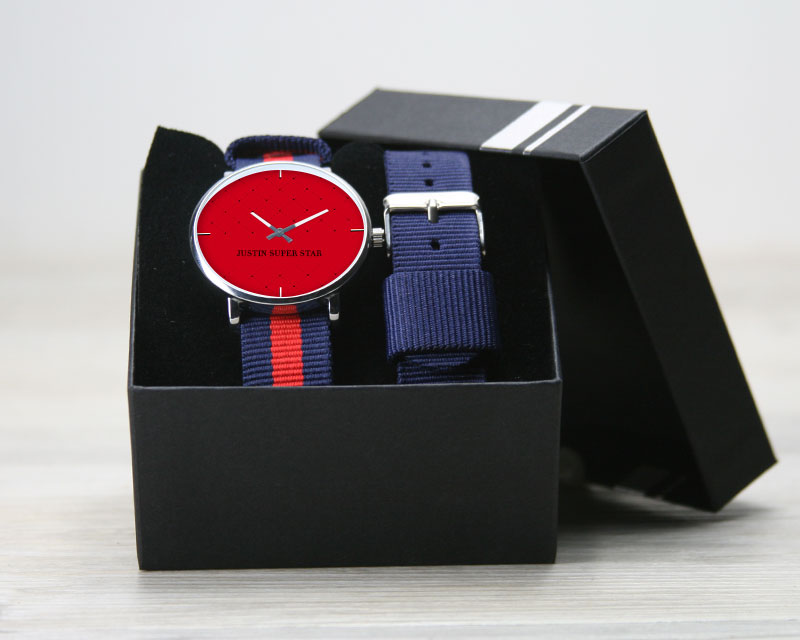 Montre duo Bleu rouge Message