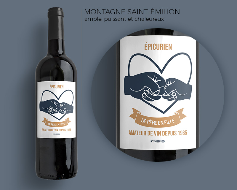 Bouteille de vin de Bordeaux personnalisée - De Père en Fils / Fille