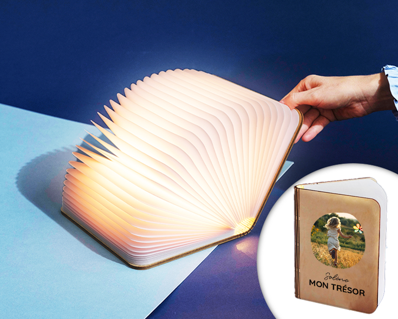 Lampe livre lumineux personnalisable - Prénom Photo