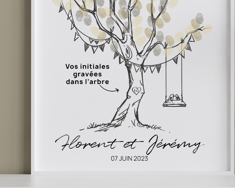 Affiche personnalisée - Arbre à empreintes mariage