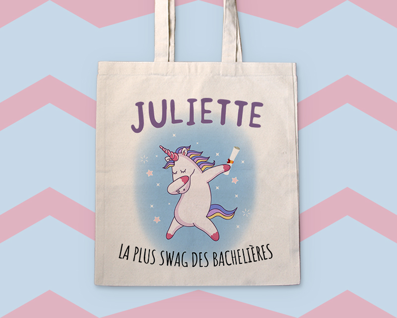 Tote bag Personnalisable - Licorne diplômée -100% coton naturel